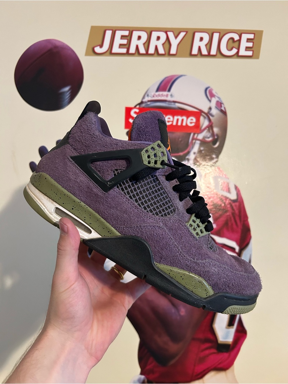 Air Jordan 4 Retro purple canyon ' Suede Sneakers - Purple/Olive